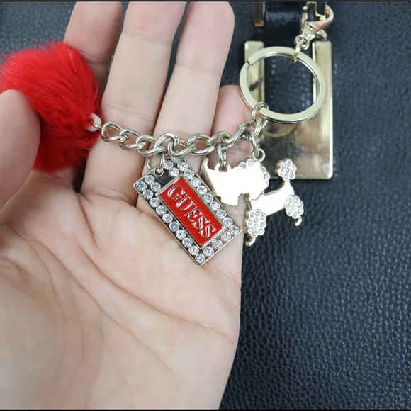 GUESS Hard Shell Leather Tote w/ OG POMPOM Poodle Keychain - Picture 14 of 16